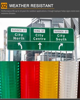 غشاء صفائح عاكسة للضوء عالي الأداء، هيكل منشوري صغير قابل للطباعة وقابل للتمزيق لعلامات التحذير للسلامة المرورية