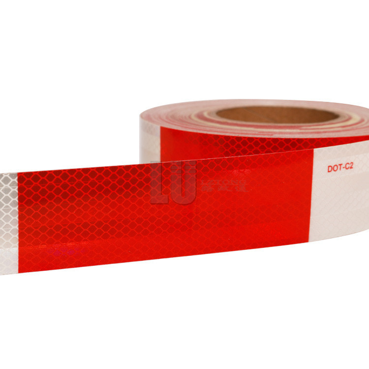 PET شريط عاكس أبيض وأحمر DOT C2 عالي الوضوح للشاحنة